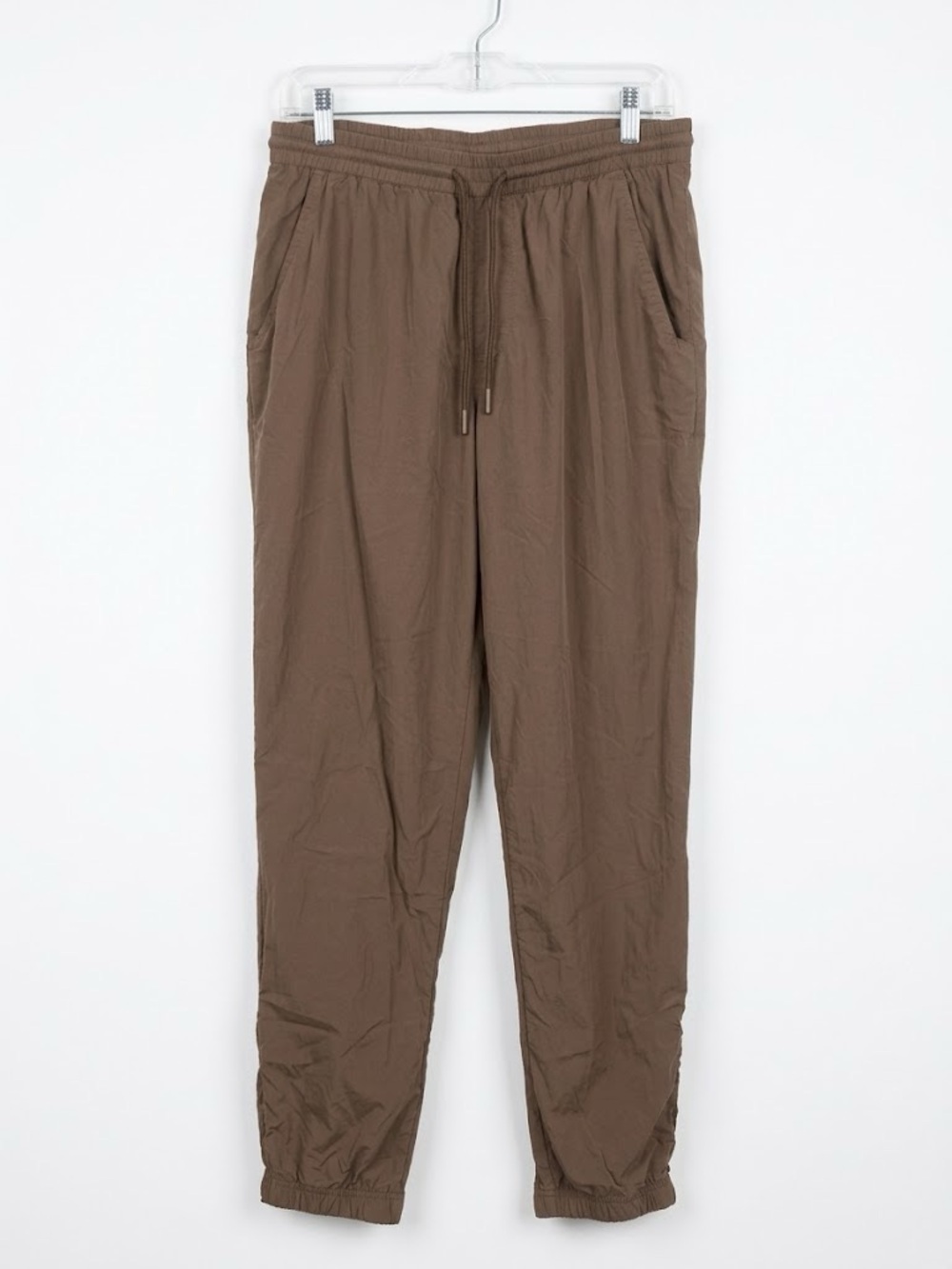 Tentree Recycled Nylon Drawstring Pants medium brown dark taupe size M